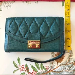 Vera Bradley leather wallet wristlet, dark green